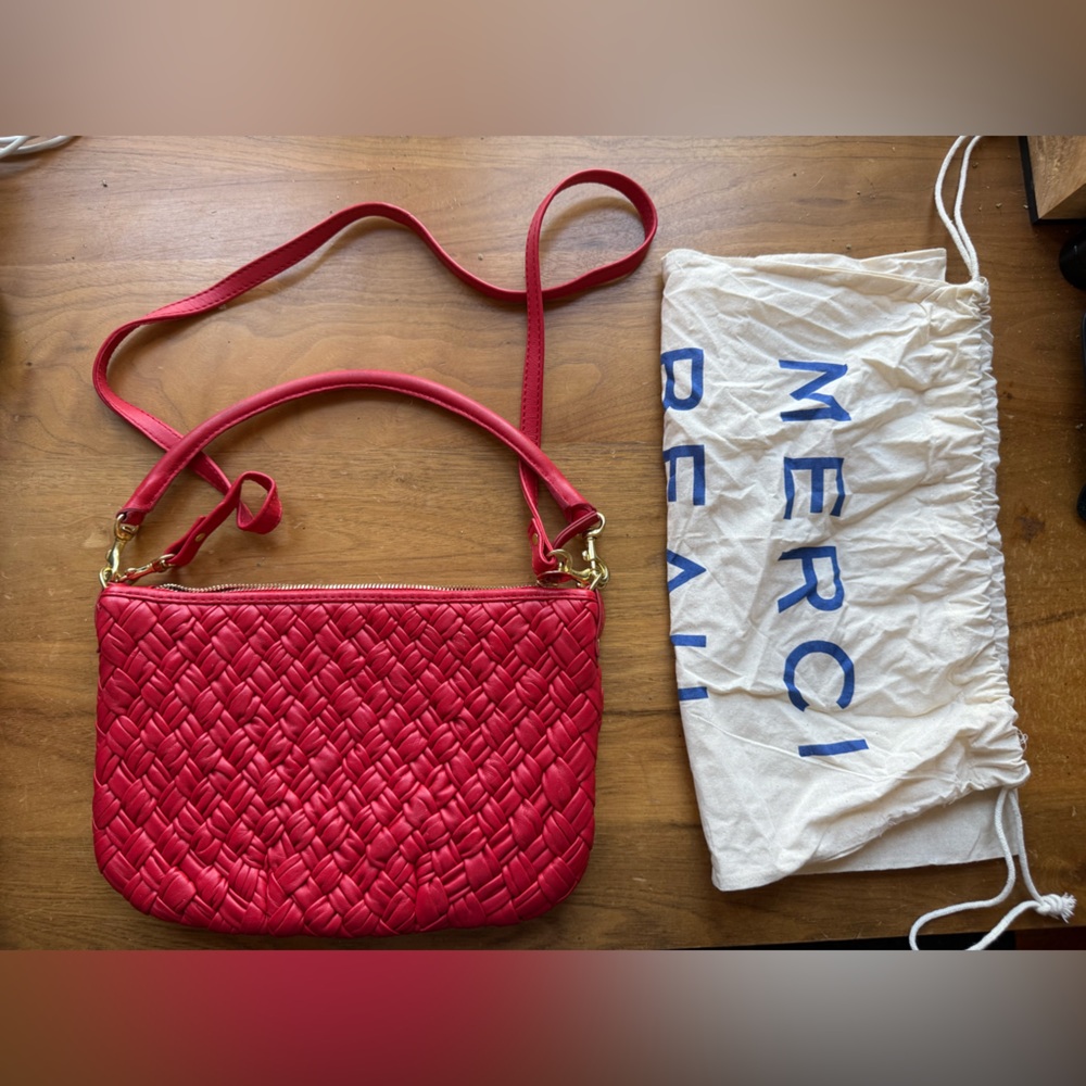 Clare V. Petit Moyen - Rosa Puffy Woven Nappa Leather - Crossbody Bag RARE - Picture 8 of 15